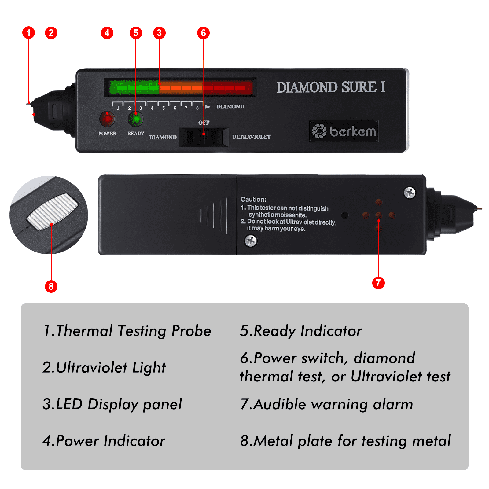 Diamond Tester Pen Kit, High Accuracy Electronic Diamond & Gemstone Tester with 60X Magnifier for Novice Expert Diamond Selector