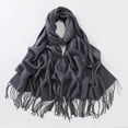 thumbnail image 4 of Bibifish Womens Scarf Solid Color Elegant Long Scarf With Fringes Soft Thick Warm Comfy Fall Winter Classic Style Scarf For Ladies, 4 of 4