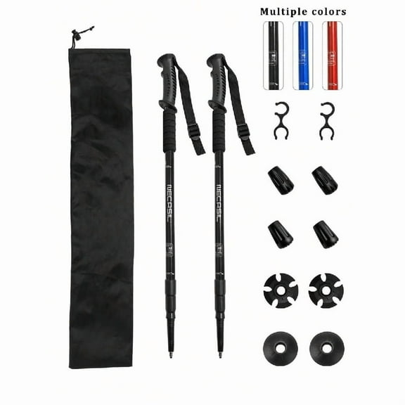 2pcs Lightweight Foldable Aluminum Alloy Hiking Poles With Shock Absorption, Telescopic And Adjustable Trekking/Ski Sticks For Men And Women