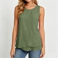 thumbnail image 4 of Noric Women's Cotton Linen Sleeveless Crew Neck Tank Tops Casual Summer Loose Fit Layered Hem Pullover Tops, 4 of 6