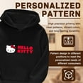 thumbnail image 4 of Hello Kitty Hoodie with Cuffed Sleeves Anime Gifts for Boys Girls Black 4-5y, 4 of 5