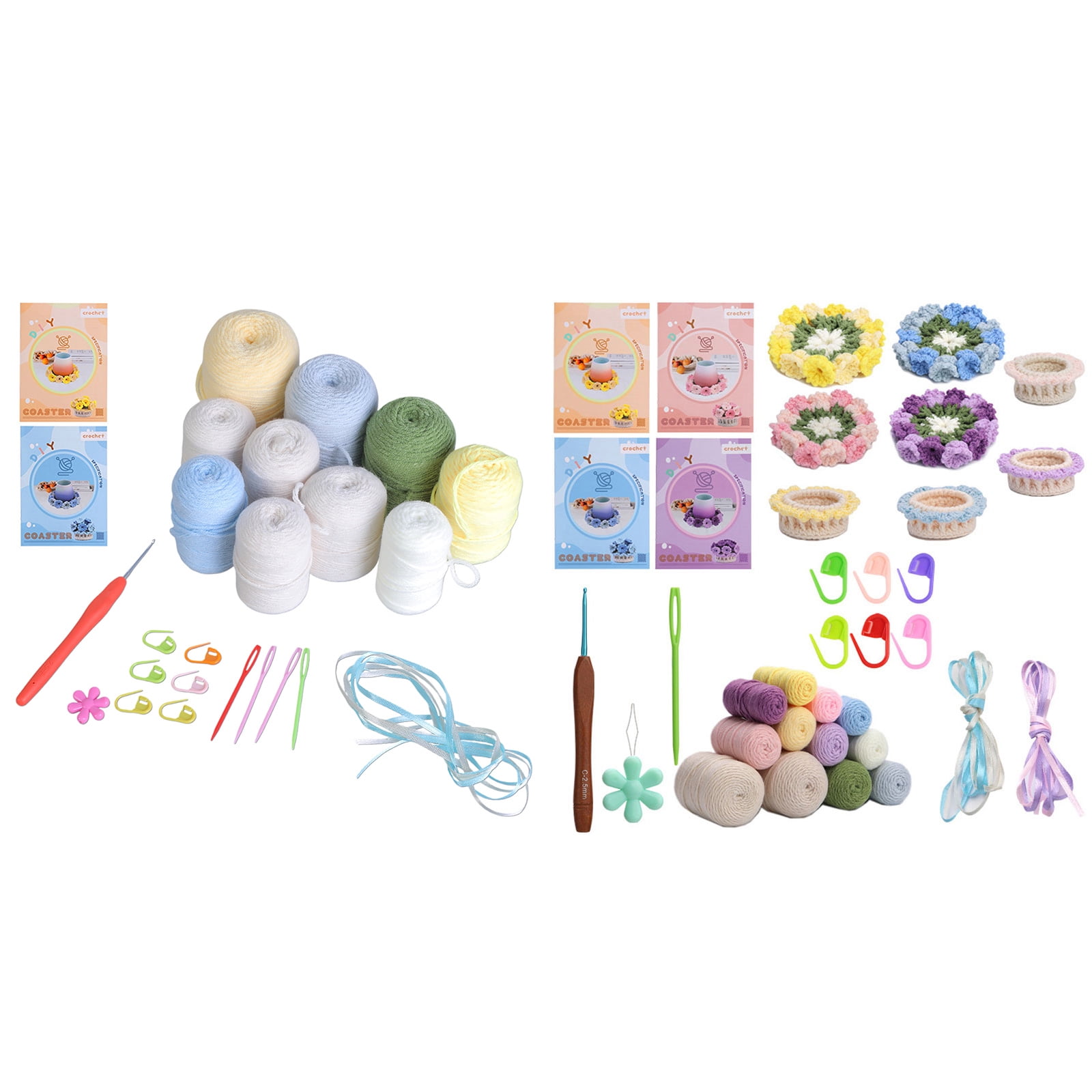 Crochet Starter with Yarn, Crochet Hook, Needle, Knitting Marker, Instruction and Crochet Accessories