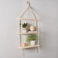 thumbnail image 2 of FineArt Wall Hanging 3-Tier Floating Shelves Natural Pine with Wooden Ring Bohemian Hand Woven Decor Bookcase Display Storage Rack Beige 105 x 40 cm, (3-Tier Floating Shelves-2.), 2 of 6