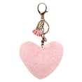 thumbnail image 1 of Women Heart Shaped Keychain Creative Fashion Pom Pom Key Ring Fluffy Car Charm, 1 of 10