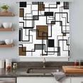 thumbnail image 5 of Brown Geometric Sheer Curtains 45 Inches Long, Black Grey Abstract Striped Modern Art Light Filering Curtains, Breathable Simi Curtain Privacy Drapes for Kitchen Bathroom Small Window Treatment, 5 of 9