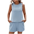 thumbnail image 1 of Birdeem Blouses pour Femmes Mode Col Rond Sans Manches Hauts Shorts Pantalons Ensemble Décontracté, 1 of 12