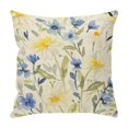 thumbnail image 2 of Farmhouse Watercolor Summer Flower Floral Blue Linen Throw Pillow Covers, 17.7 x 17.7 Inch, Flower Lover Gift for Home Room Bed Sofa Decorations Decor, 2 of 7