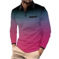 thumbnail image 3 of Mens Lapel T-Shirts with Pockets, Long Sleeve Shirts for Men Fall Fashion Loose Fit Ombre Tie Dye Button Up Tshirts S-3XL, 3 of 5
