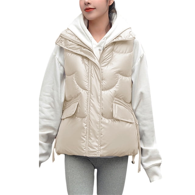 Txlixc Chaleco de mujer chaqueta de otoño chaqueta de cremallera de color sólido con bolsillo Txlixc moda