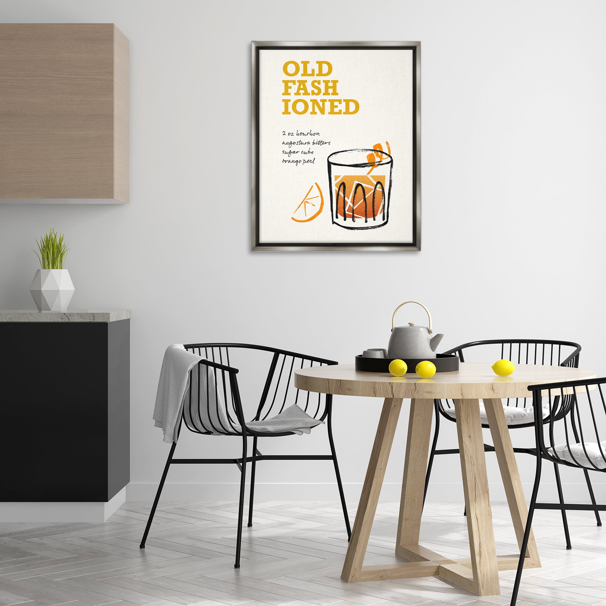 Stupell Industries Old Fashioned Recipe Food & Beverage Painting Gray Floater Framed Art Print Wall Art, 25 x 31