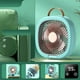 thumbnail image 1 of Ventilador de escritorio plegable verde con pantalla digital y función de temporizador, alimentado por USB, 1 of 5