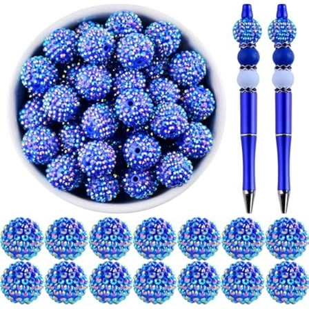 Rhinestone Bling Glitter Crystal Keychain Beads, 20pcs