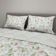 thumbnail image 2 of Flower Garden Comforter & Sham Bedding Set, Botanical Theme Floral Elements Colorful Blossoms Along Butterflies, 3 pcs Duvet Set Microfiber Filling Quilt, 5 Sizes, Sky Blue Pink Green, by Ambesonne, 2 of 4