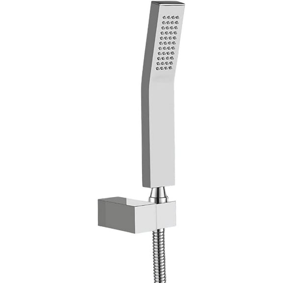 High Pressure Single Function Handheld Shower Head with Extra Long Hose Shower Adjustable Wand Holder Set Brass Hand Shower Chrome