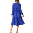 thumbnail image 3 of INSPIRE CHIC V Neck Dress for Women's Lantern Sleeve Ruffle A-Line Elegant Casual Midi Dresses S Royal Blue, 3 of 6