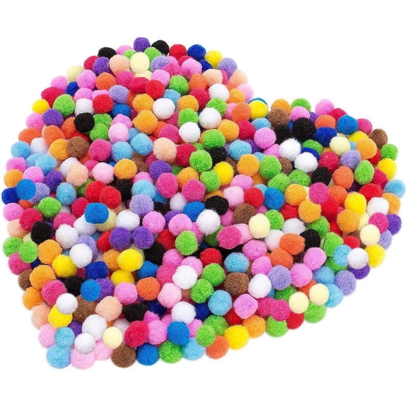 2000 Pcs 1cm Assorted Pompoms Multicolor Valentine Day Arts and Crafts Fuzzy Pom Poms Balls for DIY Creative Crafts Decorations