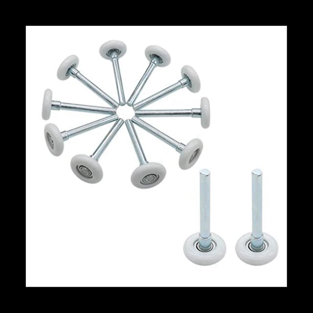 12 Pcs Rouleau de Porte de Garage en Nylon 1.8 Pouces Tige de 4 Pouces, Roues de Porte de Garage Silencieuses pour Remplacement de Rail de Porte de Garage, 12 x Rouleaux de Porte de Garage, Blanc