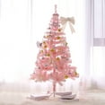 thumbnail image 2 of Small Christmas Tree, 4FT Artificial Tabletop Mini Christmas Tree for Office, Desk, Indoor, Outdoor, Holiday Xmas Party Decoration, Not Pre-lit Lights, Easy Assembly, Pink, 2 of 6