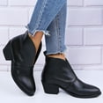 thumbnail image 2 of Mepaouo Bottines pour Femmes Bout Rond Coupe en V Chelsea à Enfiler Talon Bas Épais Habillées Style Western, 2 of 6