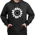 thumbnail image 3 of Sudadera con capucha y estampado de girasol monocromático, mezcla de algodón suave, manga larga informal para hombre y mujer, 3 of 5