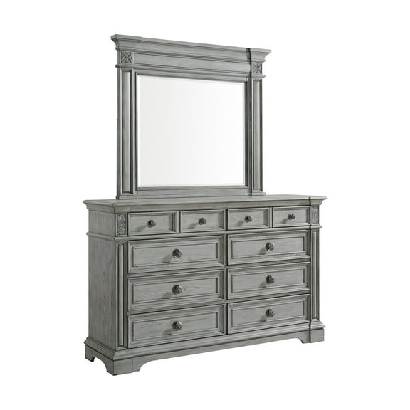 Picket House Furnishings Brookstone Dresser and Mirror Set in Aged Grey