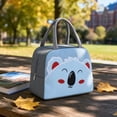 thumbnail image 4 of Cute Cartoon Fox Insulated Lunch Tote Bag for Kids, Gray Animal Print Portable Thermal Cooler Handbag for School Picnic Travel Food Storage, 4 of 7