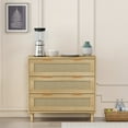 thumbnail image 5 of Aukfa 3 Drawer Dresser Nightstand with Rattan Storage Drawer for Bedroom Living Room, Oak, 5 of 7
