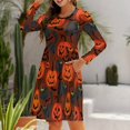 thumbnail image 6 of Fall Dresses for Women 2024, Pumpkin Halloween Cat Womens Fall Dresses Long Sleeve Casual Tie Waist Clothes, Womens Fall Fashion 2024 Midi  Dresses Outfits with Pocket, 6 of 6