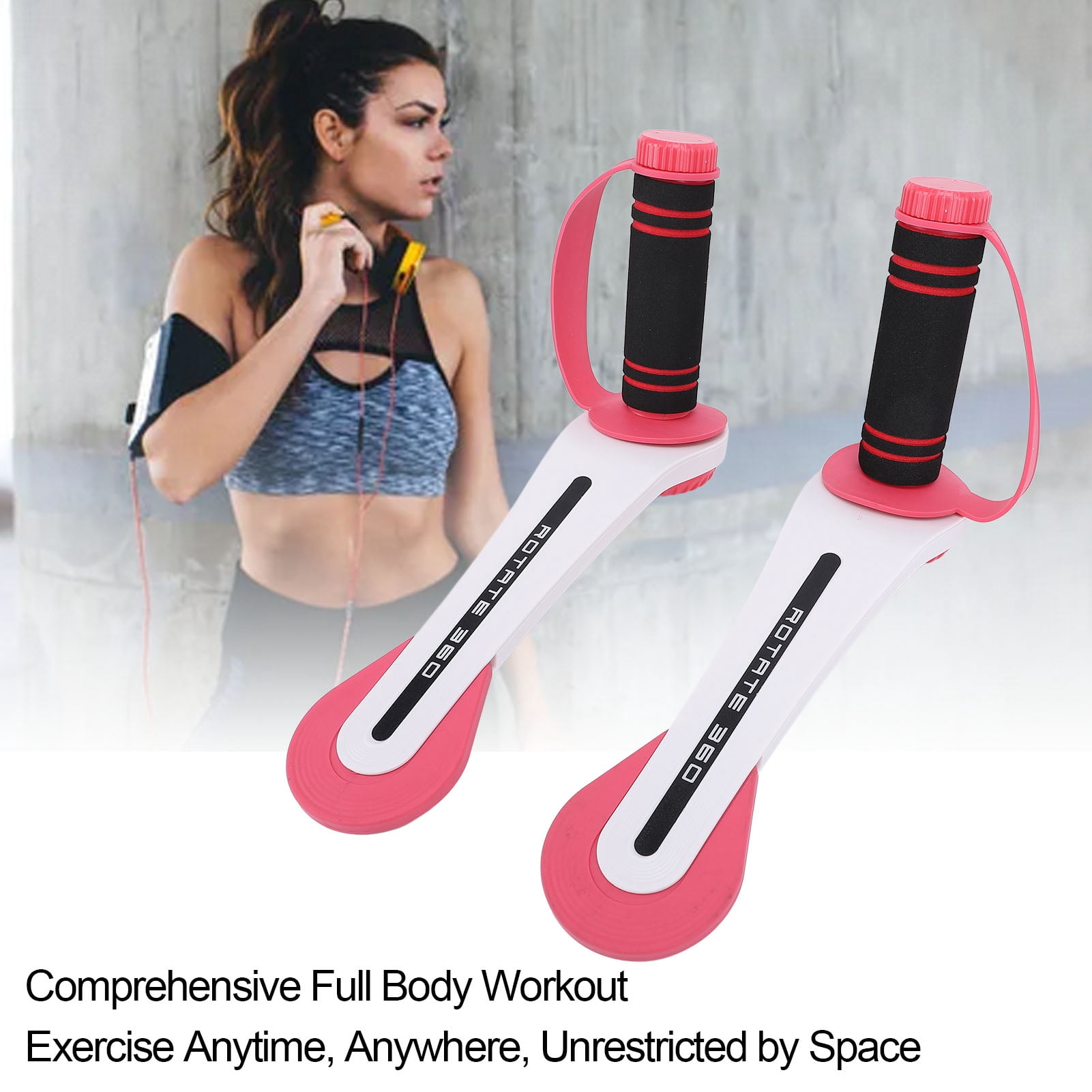 BIMZUC Women's Adjustable Hand Cranked Dumbbells Set Rotating Arm Muscle Training Fitness Equipment 12.60 inches / 32 cm (Pink/White)