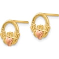 thumbnail image 2 of 14K Two-Tone Claddagh Post Earrings (10 X 10) Made In Peru tf397, 2 of 5