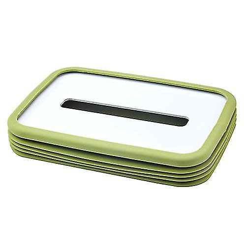 Soporte de caja de pa?uelos de silicona, cubierta de caja de pa?uelos plegable Rectangular verde, dispensador de pa?uelos rectangular para ba?o, dormitorio LingWen 8390614109124