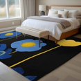 thumbnail image 4 of Spring Flower Large Area Rugs 6x9 ft Pastoral Watercolor Blue Yellow Floral Green Leaf Black Washable Rug Non Slip Indoor Carpet Absorbent Floor Mat for Living Room Bedroom Dining Room, 4 of 9