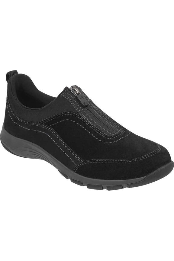 Women's Easy Spirit Cave Zip Up Sneaker Black Textile 12 M