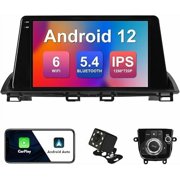 2 32G 9-inch Android 12 Car Stereo for Mazda 3 Axela 2014-2019 IPS Touchscreen Screen Car Radio with Carplay & Android Auto Support Backup Camera GPS FM Navi BT SWC