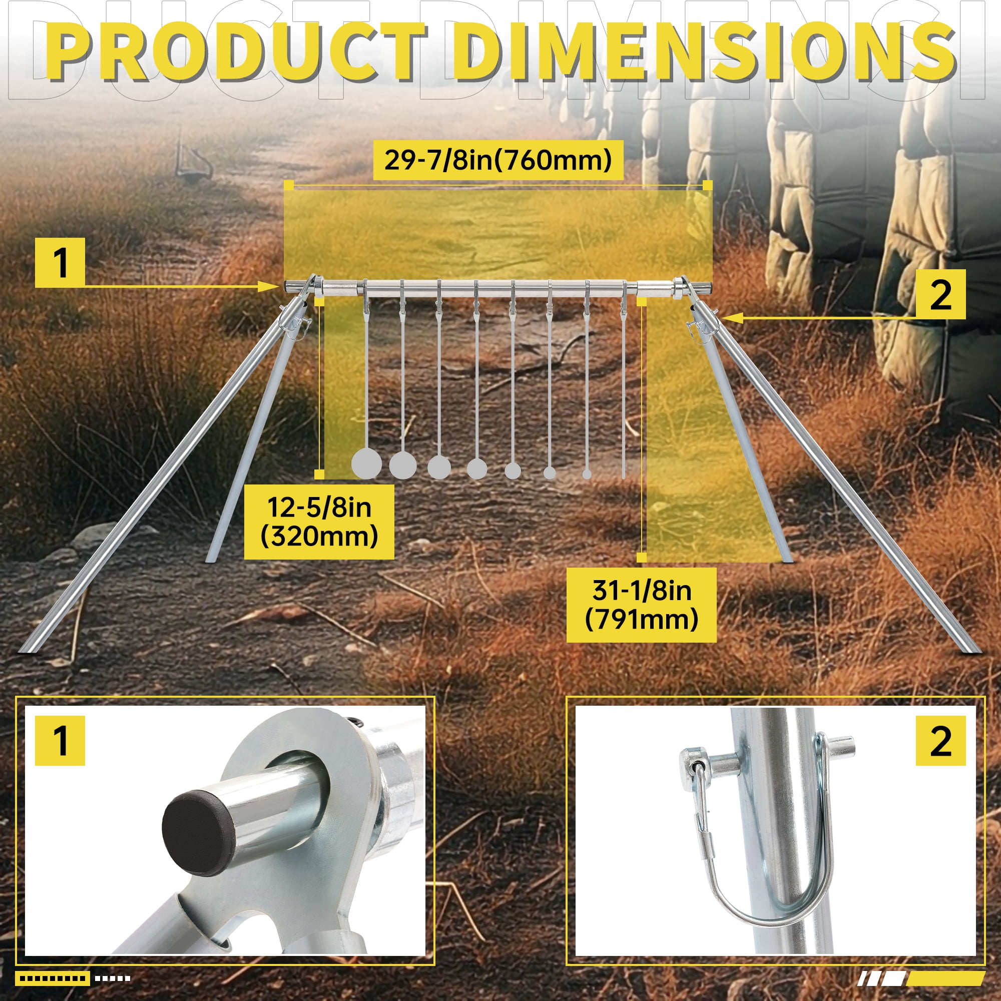 Kojem Steel Targets Spinning Rimfire Target for NRL 22 Rimfire Airgun Pellet Guns Plinking Target (Pipes are Not Included)