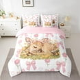 thumbnail image 2 of Manfei Cartoon Bowknot Deer Bedding Comforter Set 7 Pieces for Teens, Pink Flower Floral Full Bedding Set, Magic Kawaii Animal Reversible Fitted Sheet Flat Sheet, Luxury Bedroom Decor, 2 of 7