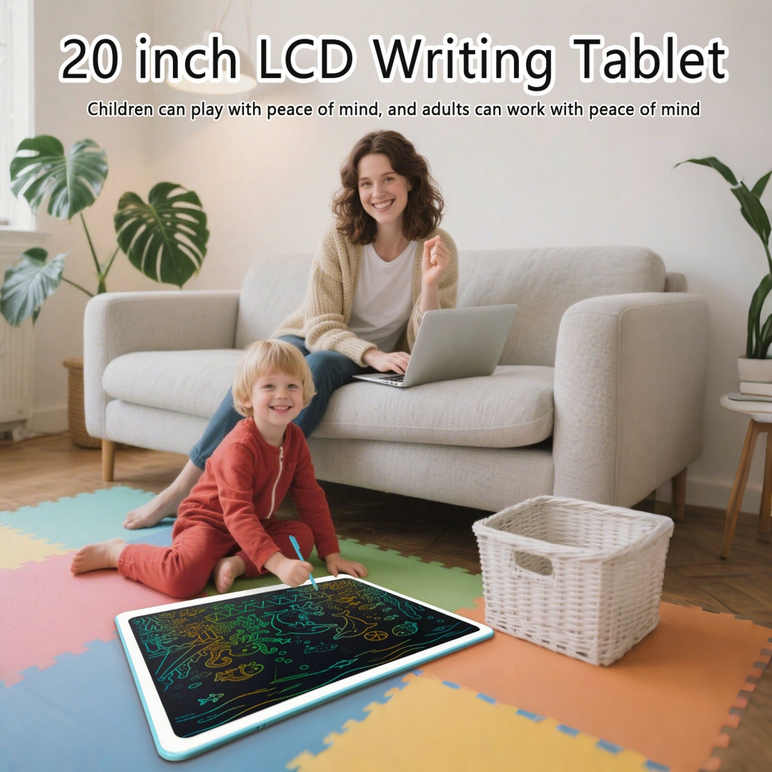20 Inch Colorful Toddler LCD Doodle Board, Erasable Reusable Electronic Drawing Tablet, Educational Learning Toys for 3-5 Year Old Boys