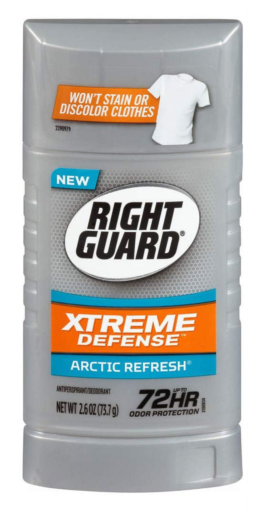 Right Guard Xtreme Defense Antiperspirant Deodorant Invisible Solid Stick, Arctic Refresh, 2.6 Ounce (Count of 4)