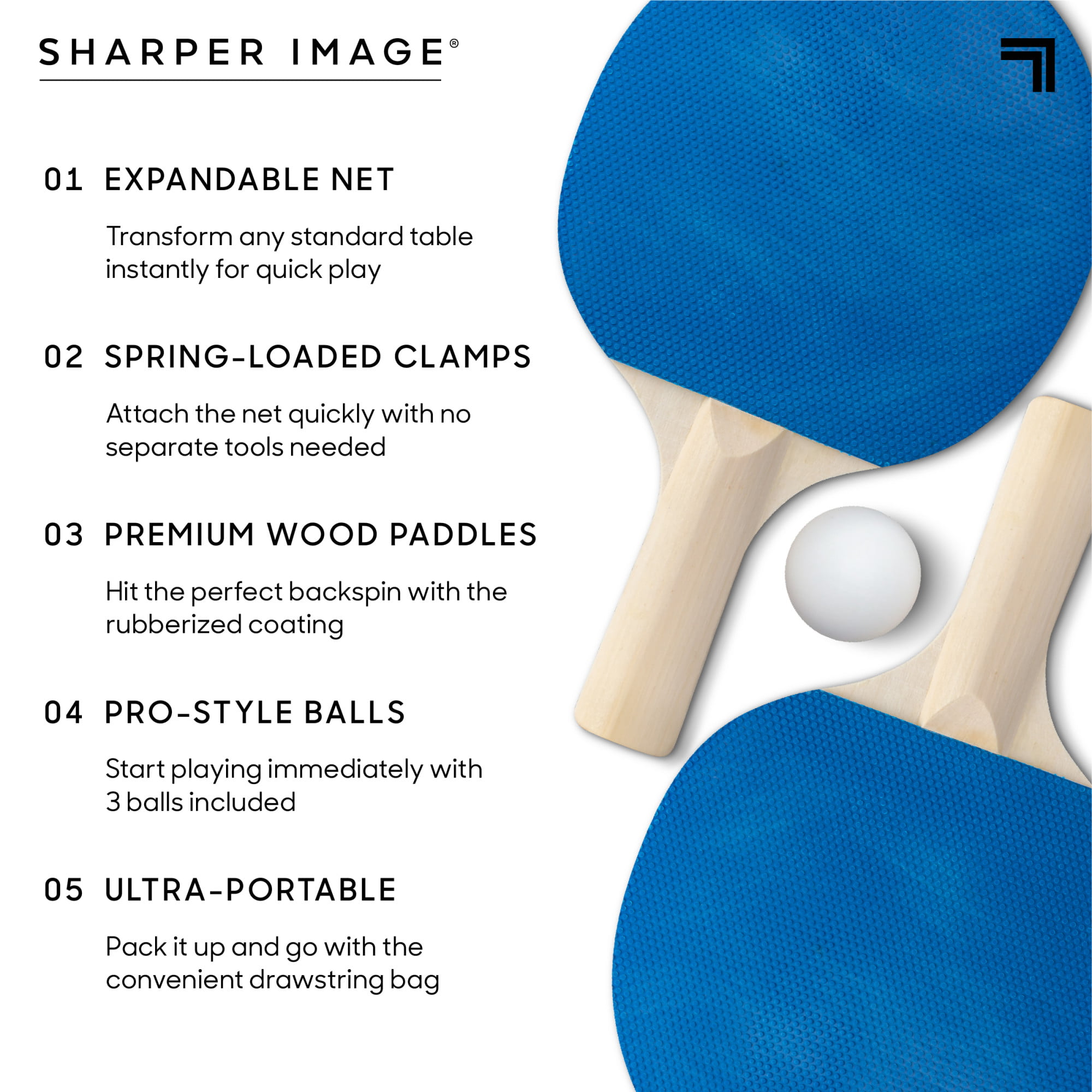7-Piece Table Tennis/Ping Pong Set Net Expandable 3 Balls and Bag@ 2 Paddles 