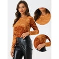 thumbnail image 2 of DARING DIVA Velvet Tops Round Neck Casual T-Shirt M Neon Brown, 2 of 6