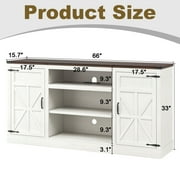 66 Farmhouse TV Stand for 65 70 75 TVs with Charging Station, 33 Tall Entertainment Center Console Table with Adjustable Shelves/4 Layer Storage for Living Room