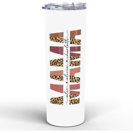 

Personalized Leopard Print Mom Tumbler 20 oz Stainless Steel Worlds Best Mom Gift Mother s Day & Birthday Present from Daughter/Son Stylish and Functional