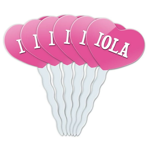 Iola Heart Love Cupcake Picks Toppers - Set of 6