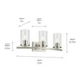 thumbnail image 2 of 45497NICLR Kichler Lighting Crosby - 3 Light Bath Vanity-8.75 Inches Tall and 23 Inches Wide-Brushed Nickel Finish-Clear Glass Color, 2 of 4