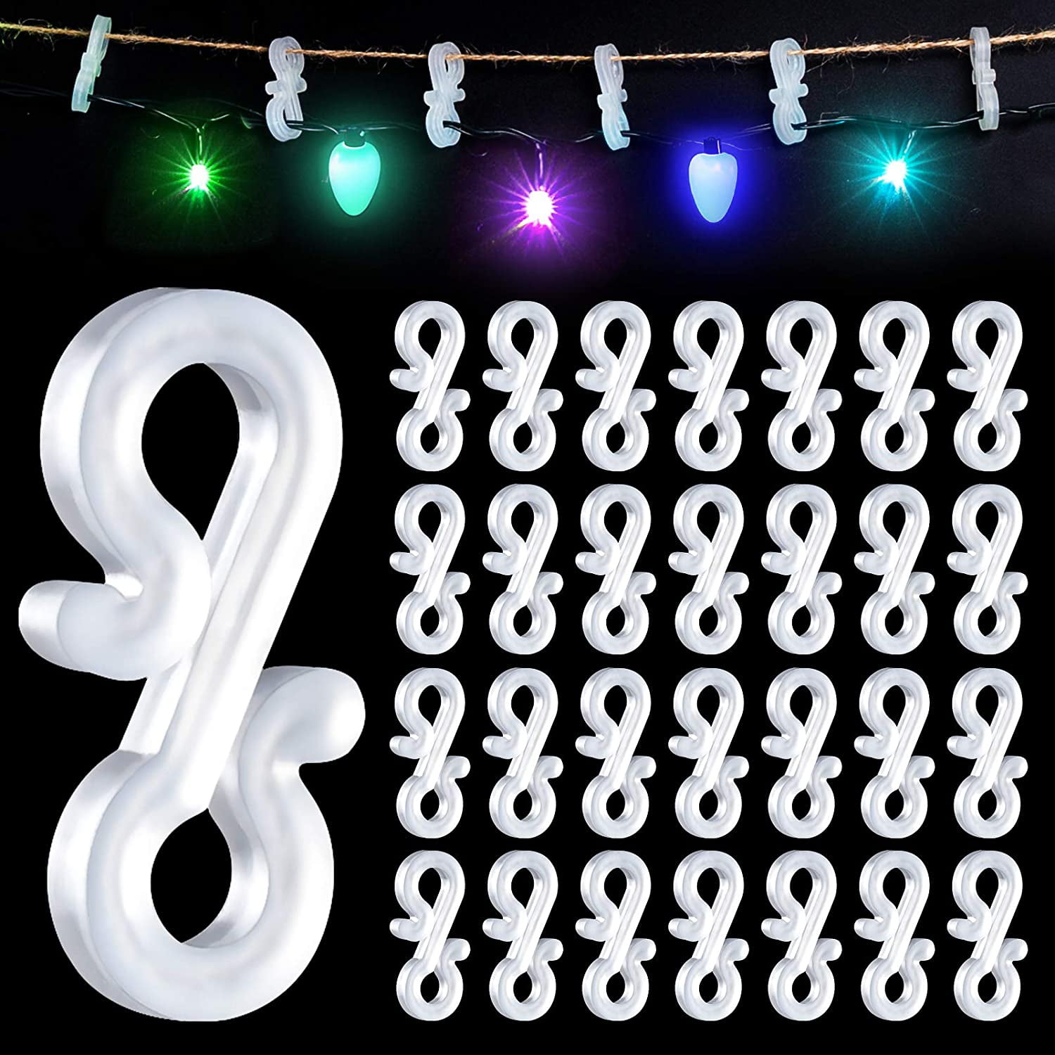 50 X Christmas Gutter Hooks Clip Fairy Rope Party Light Xmas Outdoor Roof Garden 
