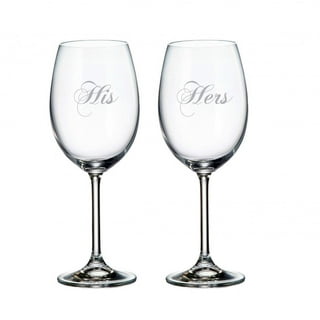 Pair of Wine Glasses (2) His and Hers (10 oz) 