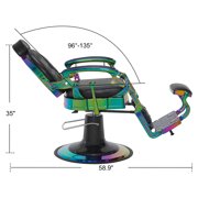BarberPub Multicolor Heavy Duty Barber Chair with Headrest, All Purpose Antique Hydraulic Reclining Salon Chair