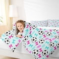 thumbnail image 3 of Erosebridal Soccer Print Cartoon Bow Twin Bedding Sets 7-Piece for Boys Girls,Kids Teens Pink Teal Lightning Bedding Comforter Set,Breathable Home Decor, 3 of 6