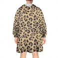 thumbnail image 2 of Brown and Black Leopard Print Wearable Oversized Blanket,Wearable Blanket Hoodie for Adults,Cozy Hooded Blankets with Super Pockets,Super Warm Fuzzy Pullover for Women & Men, 2 of 6