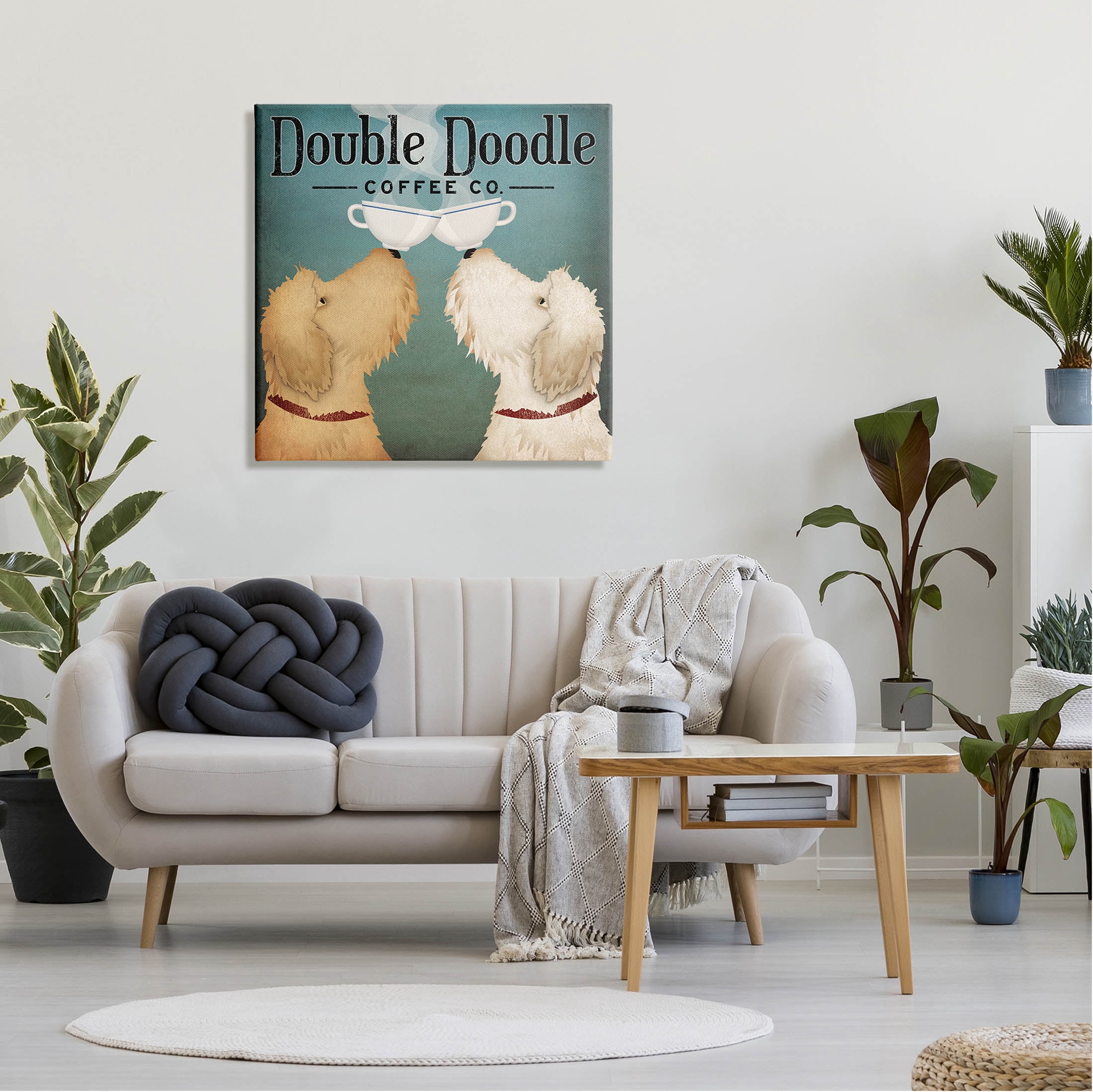 Stupell Industries Doodle Dog Vintage Coffee Company Sign Graphic Art Gallery Wrapped Canvas Print Wall Art, Design by Ryan Fowler